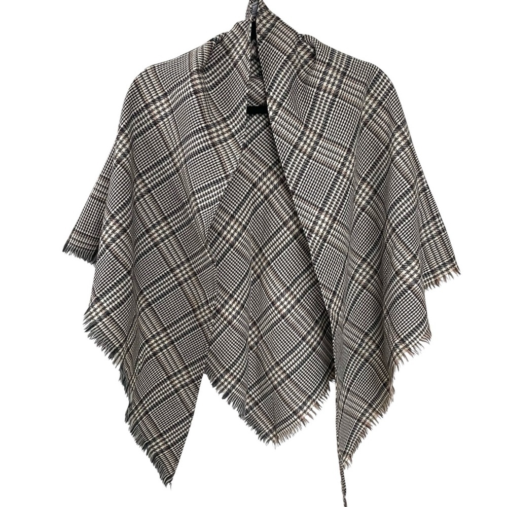 LAIRD PORTCH Scotland Vintage Wool Houndstooth Shawl Wrap Scarf